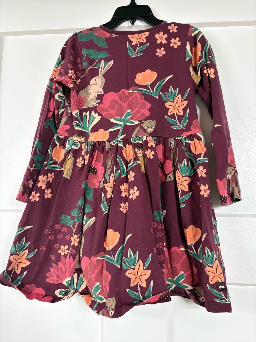 Tea Collection Burgundy woodland floral dress size 5 - Picture 2 of 8